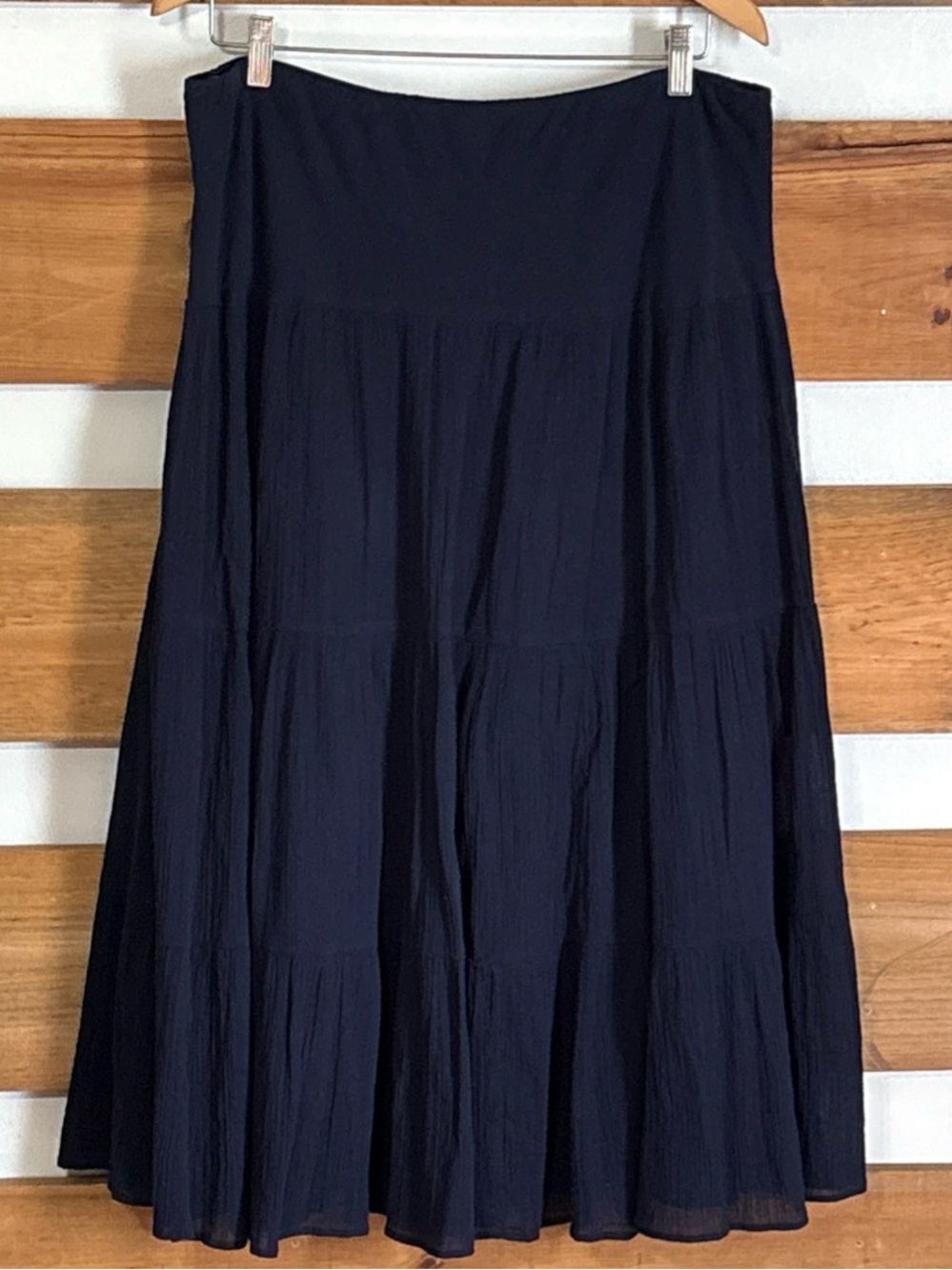 Chaps Denim Long Navy Comfy Maxi w/Liner 100% Cotton Women's Size L